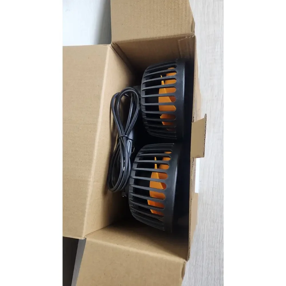 For Car Vehicle Truck 12V‎ 360° Rotatable Dual Head Fan Cooler Air Fan Portable